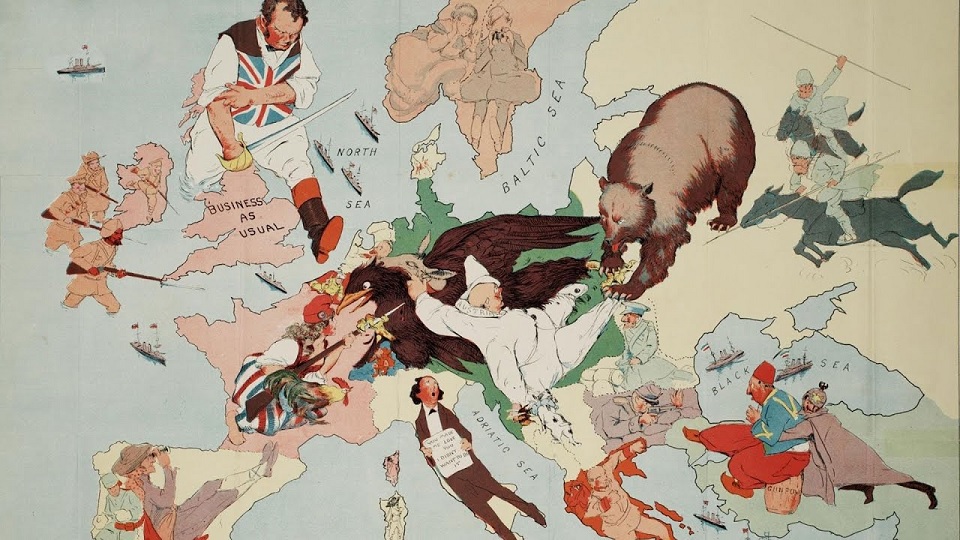 Сатирическая карта Европы 1914 г.